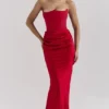 Persephone Scarlet Strapless Corset Maxi Dress Persephone Scarlet Strapless Corset Maxi Dress
