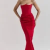 Persephone Scarlet Strapless Corset Maxi Dress Persephone Scarlet Strapless Corset Maxi Dress