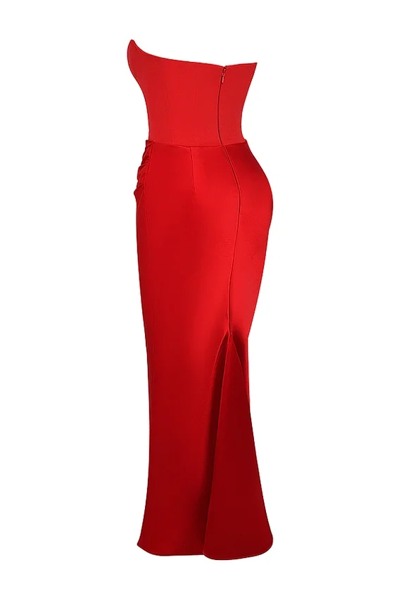 Persephone Scarlet Strapless Corset Maxi Dress Persephone Scarlet Strapless Corset Maxi Dress