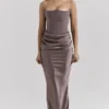 Persephone Smoke Strapless Corset Maxi Dress Persephone Smoke Strapless Corset Maxi Dress