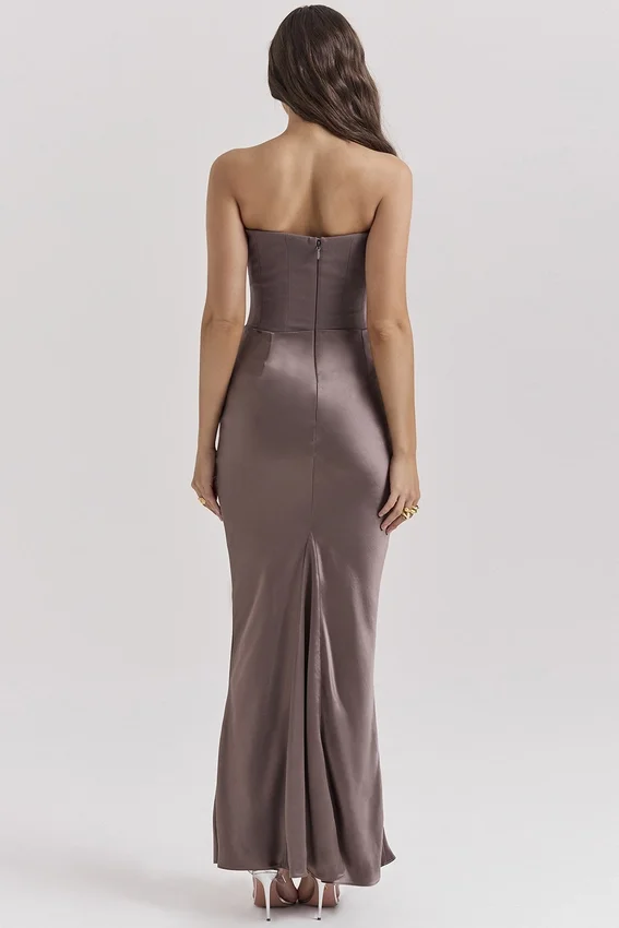 Persephone Smoke Strapless Corset Maxi Dress Persephone Smoke Strapless Corset Maxi Dress