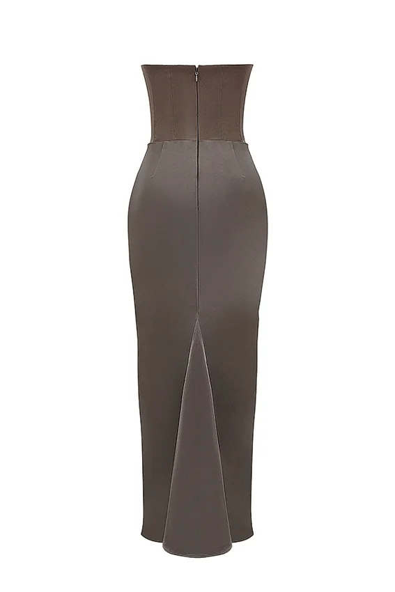 Persephone Smoke Strapless Corset Maxi Dress Persephone Smoke Strapless Corset Maxi Dress