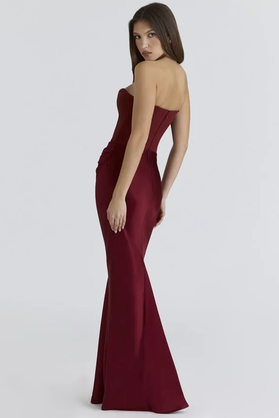 Persephone Wine Strapless Corset Maxi Dress Persephone Wine Strapless Corset Maxi Dress