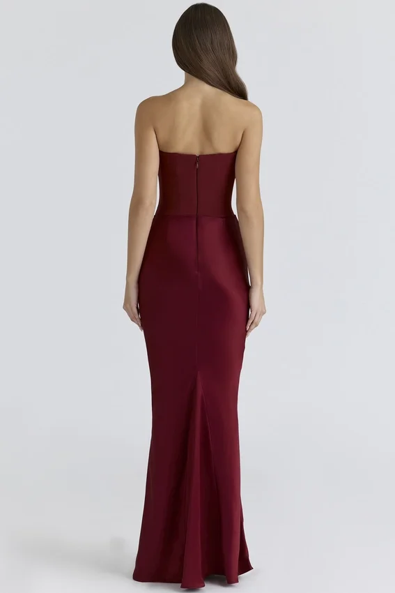 Persephone Wine Strapless Corset Maxi Dress Persephone Wine Strapless Corset Maxi Dress