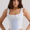 Petra Blue Striped Corset Top