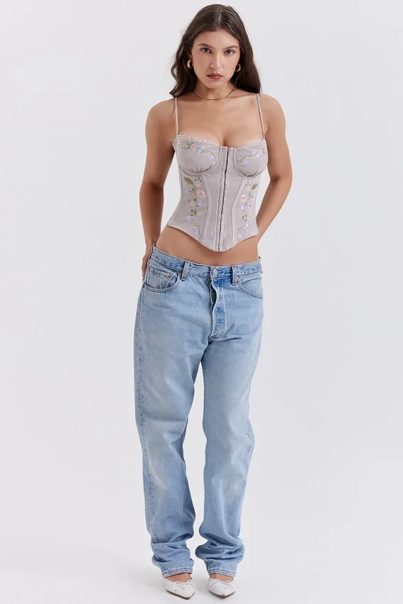 Petunia Light Lavender Embroidered Corset Petunia Light Lavender Embroidered Corset
