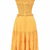 Phedra Tangerine Shirred Sundress