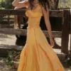 Phedra Tangerine Shirred Sundress