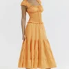 Phedra Tangerine Shirred Sundress