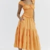 Phedra Tangerine Shirred Sundress