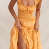 Phedra Tangerine Shirred Sundress