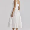Phoebe White Cotton Broderie Anglaise Trim Midi Dress Phoebe White Cotton Broderie Anglaise Trim Midi Dress