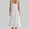 Phoebe White Cotton Broderie Anglaise Trim Midi Dress Phoebe White Cotton Broderie Anglaise Trim Midi Dress