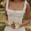 Phoebe White Cotton Broderie Anglaise Trim Midi Dress Phoebe White Cotton Broderie Anglaise Trim Midi Dress