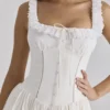 Phoebe White Cotton Broderie Anglaise Trim Midi Dress Phoebe White Cotton Broderie Anglaise Trim Midi Dress