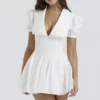 Piera White Pleated Mini Dress Piera White Pleated Mini Dress