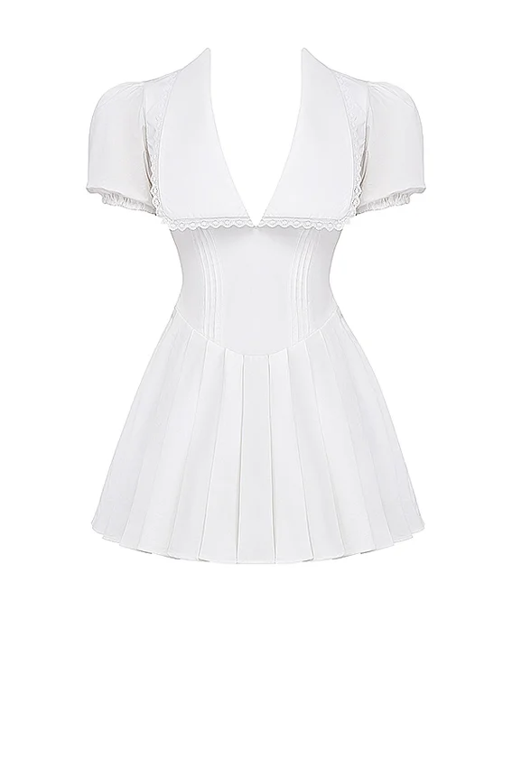 Piera White Pleated Mini Dress Piera White Pleated Mini Dress