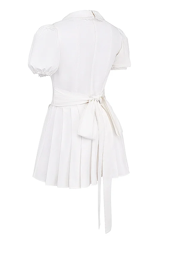 Piera White Pleated Mini Dress Piera White Pleated Mini Dress