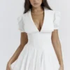 Piera White Pleated Mini Dress Piera White Pleated Mini Dress