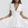 Piera White Pleated Mini Dress Piera White Pleated Mini Dress