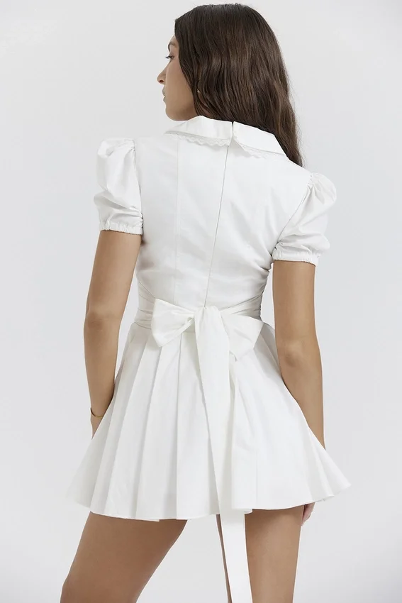 Piera White Pleated Mini Dress Piera White Pleated Mini Dress
