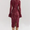 Pierette Berry Lace Midi Dress Pierette Berry Lace Midi Dress