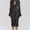 Pierette Black Lace Midi Dress