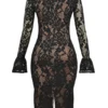 Pierette Black Lace Midi Dress