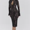Pierette Black Lace Midi Dress