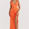 Pixie Flame Orange Ruffle Maxi Dress Pixie Flame Orange Ruffle Maxi Dress