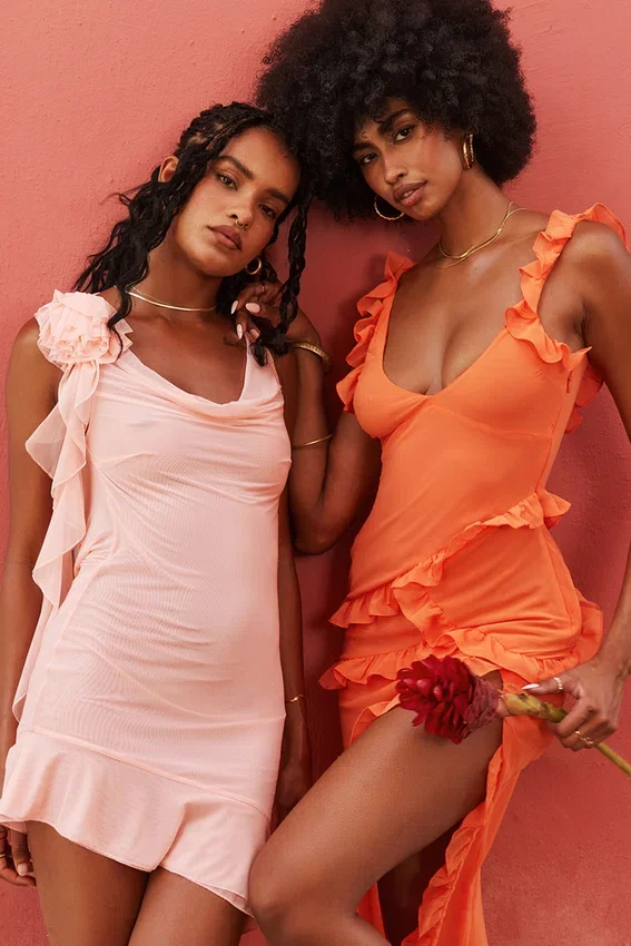 Pixie Flame Orange Ruffle Maxi Dress Pixie Flame Orange Ruffle Maxi Dress