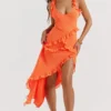 Pixie Flame Orange Ruffle Maxi Dress Pixie Flame Orange Ruffle Maxi Dress