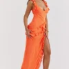 Pixie Flame Orange Ruffle Maxi Dress Pixie Flame Orange Ruffle Maxi Dress
