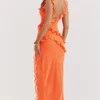 Pixie Flame Orange Ruffle Maxi Dress Pixie Flame Orange Ruffle Maxi Dress
