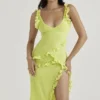 Pixie Lime Ruffle Maxi Dress