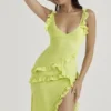 Pixie Lime Ruffle Maxi Dress