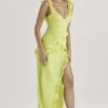 Pixie Lime Ruffle Maxi Dress