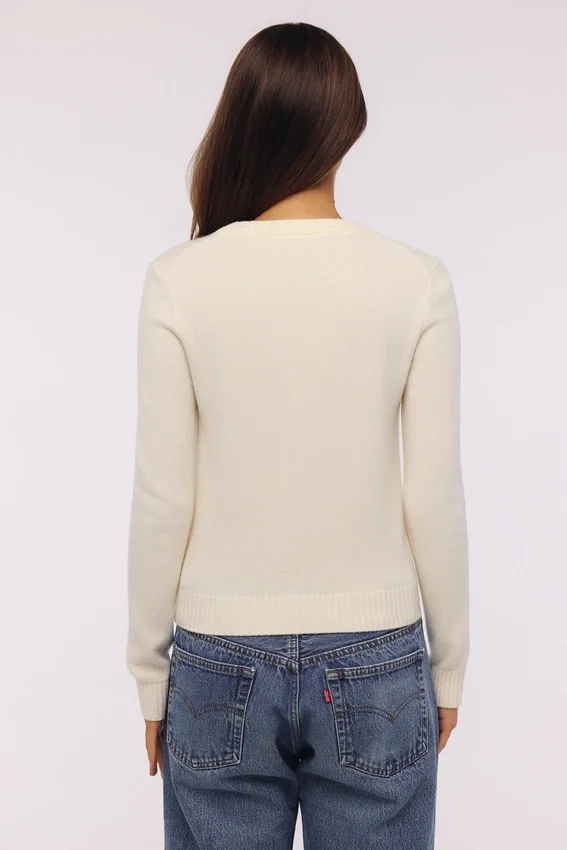 Poppie Ivory Wool + Cashmere Floral Embroidered Cardigan Poppie Ivory Wool + Cashmere Floral Embroidered Cardigan