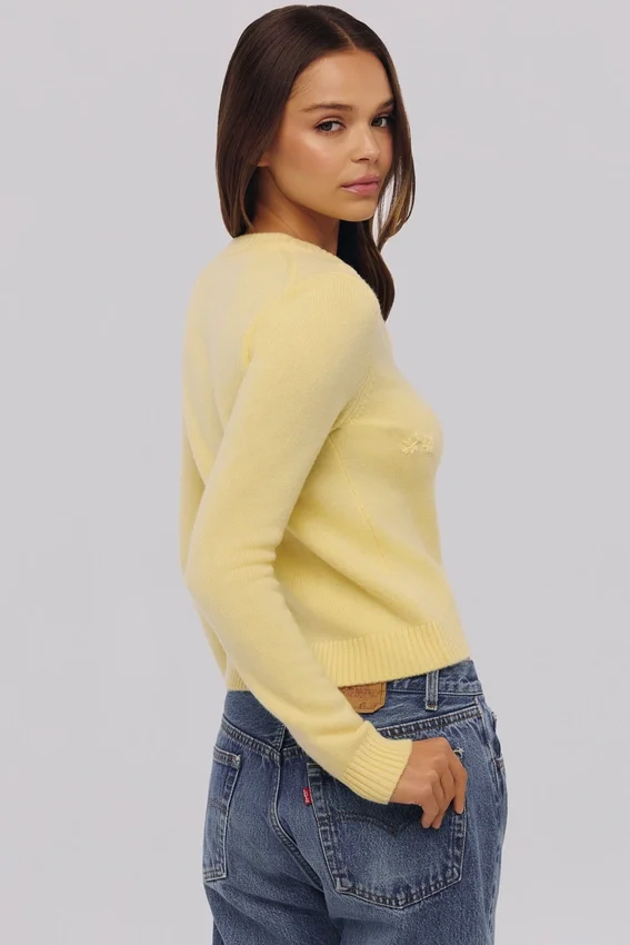 Poppie Lemon Wool + Cashmere Floral Embroidered Cardigan Poppie Lemon Wool + Cashmere Floral Embroidered Cardigan