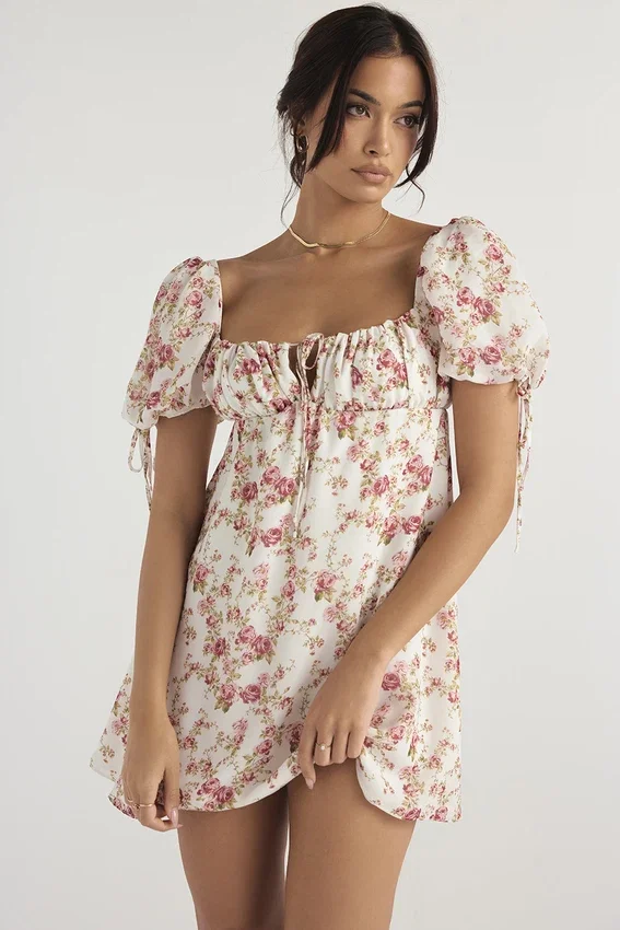 Princess Rose Print Mini Dress Princess Rose Print Mini Dress