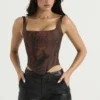 Rafa Antique Copper Satin Longline Corset Rafa Antique Copper Satin Longline Corset