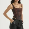 Rafa Antique Copper Satin Longline Corset Rafa Antique Copper Satin Longline Corset