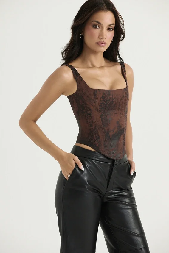 Rafa Antique Copper Satin Longline Corset Rafa Antique Copper Satin Longline Corset