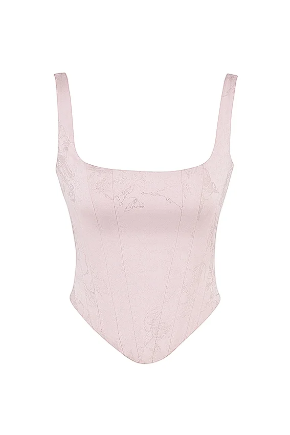 Rafa Pink Floral Satin Longline Corset Rafa Pink Floral Satin Longline Corset