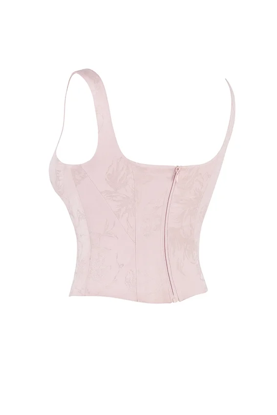 Rafa Pink Floral Satin Longline Corset Rafa Pink Floral Satin Longline Corset