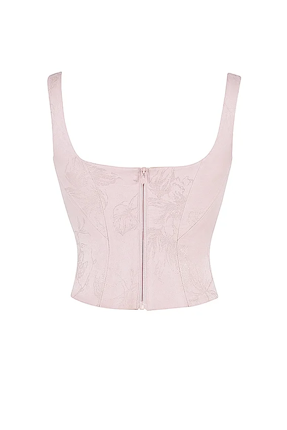 Rafa Pink Floral Satin Longline Corset Rafa Pink Floral Satin Longline Corset