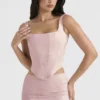 Rafa Pink Floral Satin Longline Corset Rafa Pink Floral Satin Longline Corset
