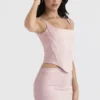 Rafa Pink Floral Satin Longline Corset Rafa Pink Floral Satin Longline Corset
