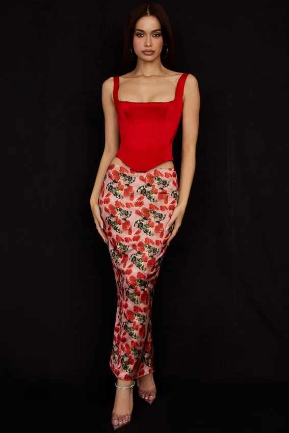 Rafa Scarlet Satin Longline Corset Rafa Scarlet Satin Longline Corset