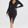 Raine Black Faux Fur Trim Dress Raine Black Faux Fur Trim Dress